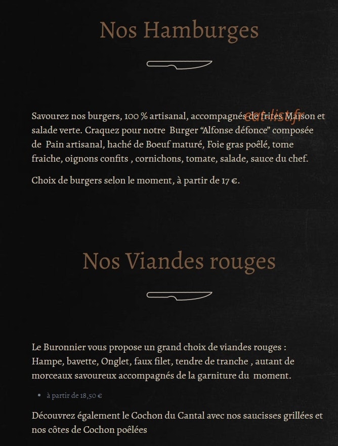 Le Buronnier — carte page 1