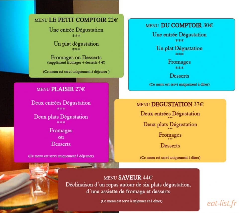 Le Comptoir Des Saveurs — carte page 1