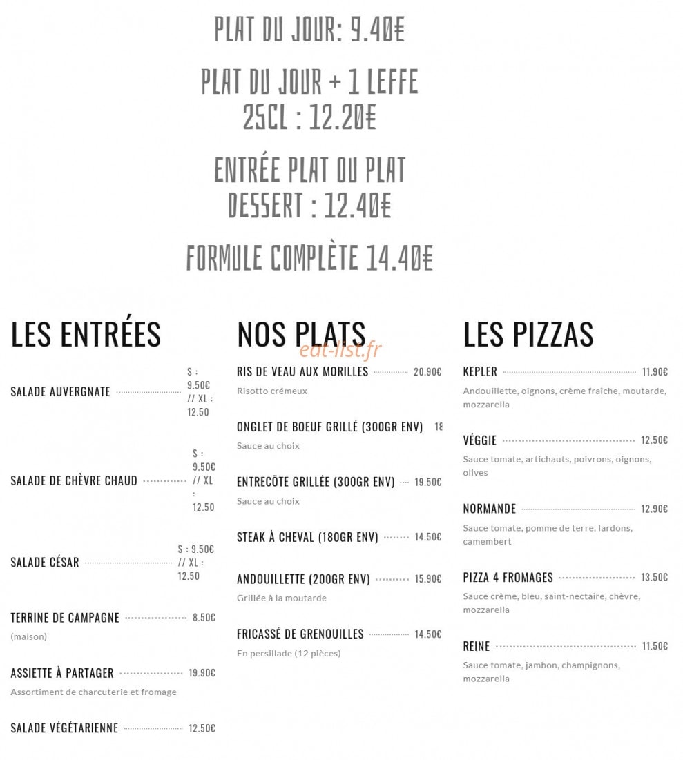Le Kepler — carte page 1