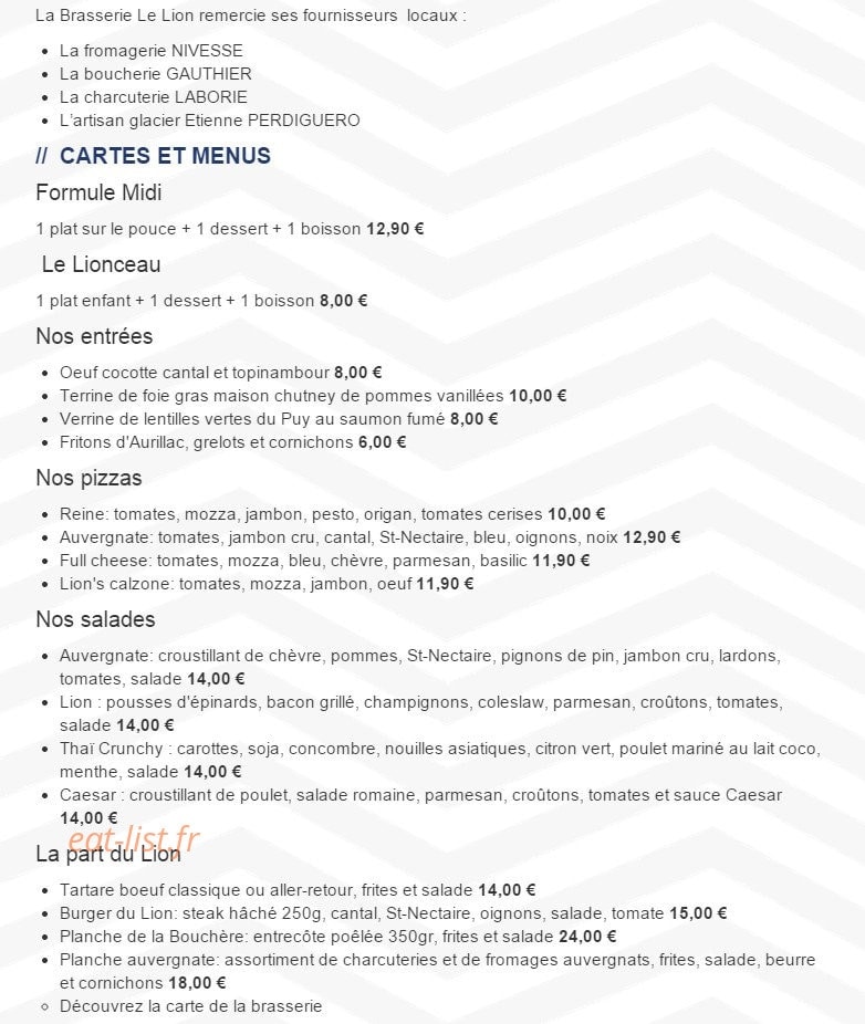 Le Lion — carte page 1