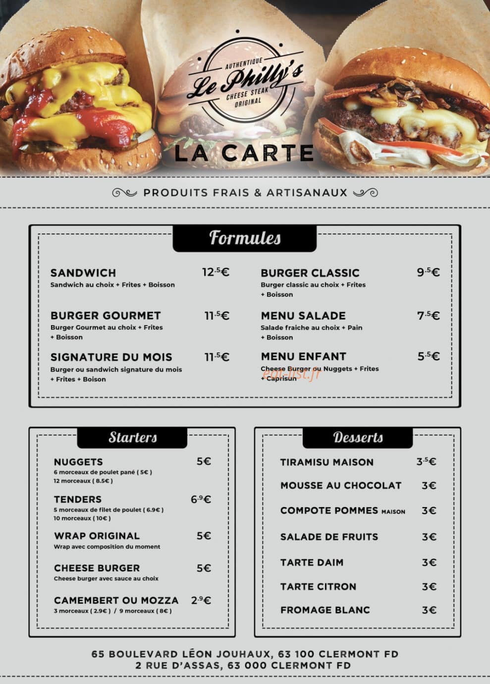 Le Philly's — carte page 1