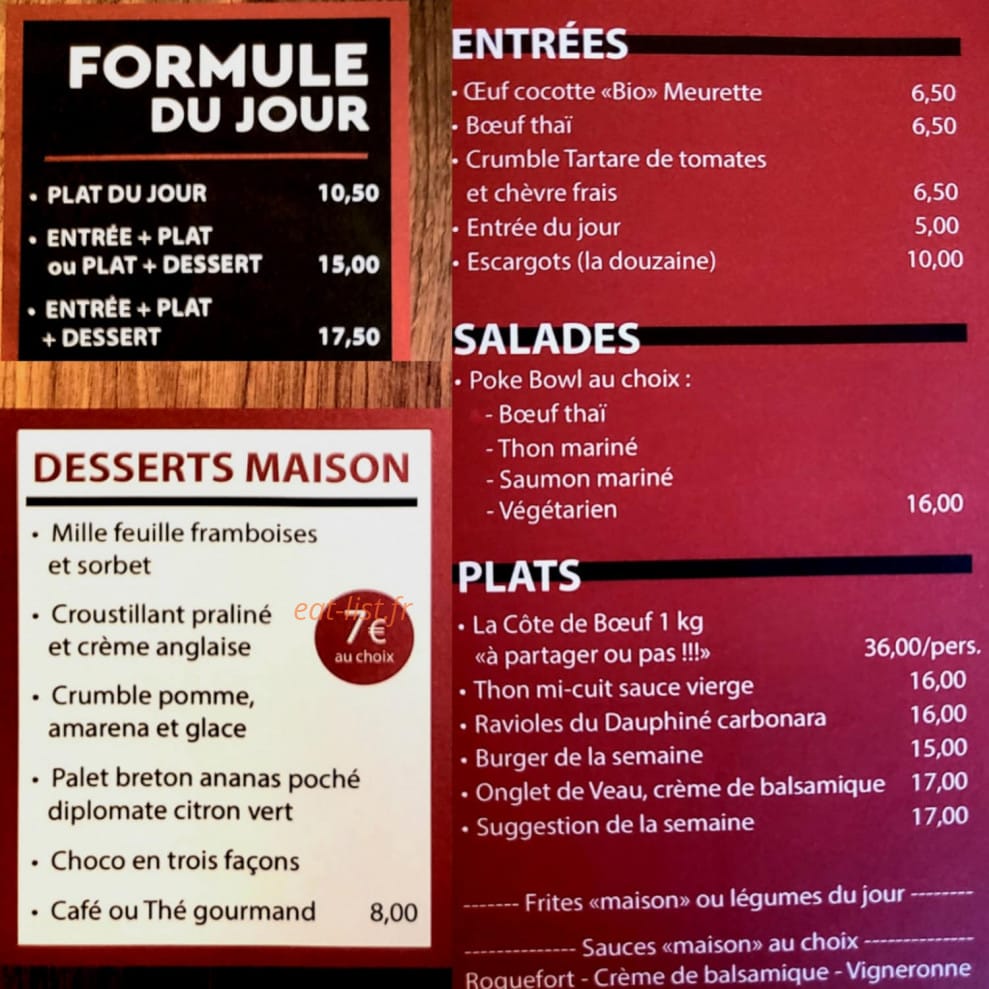 Le Va et Vins — carte page 1
