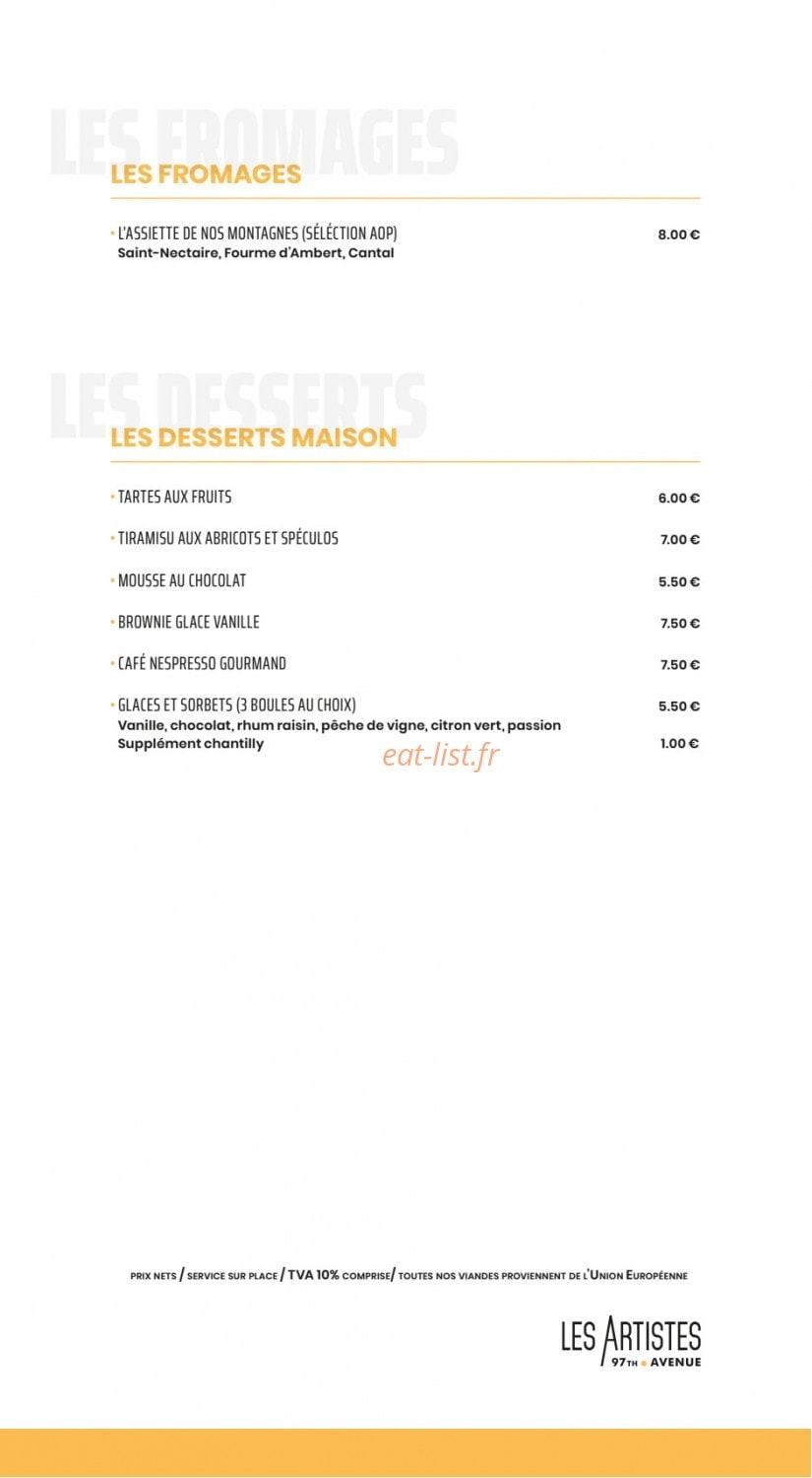 Les Artistes — carte page 3