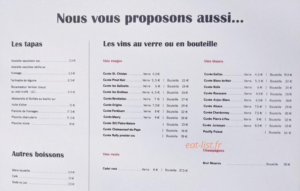 Les Petits Crus — carte page 1