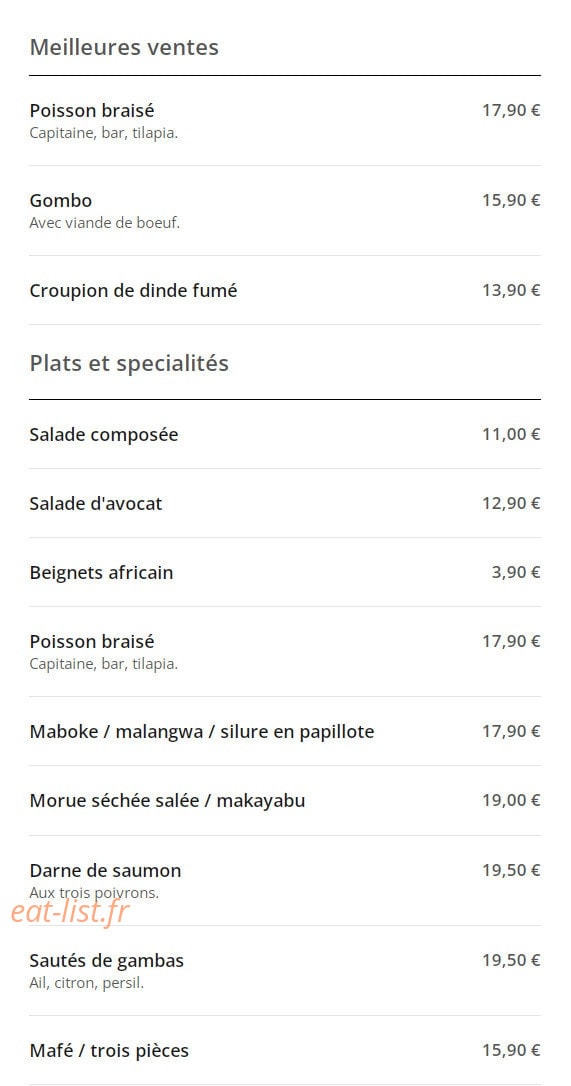 Les saveurs d Afrique — carte page 1