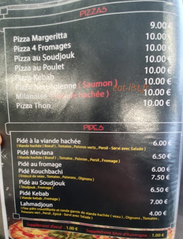Otantik Restaurant — carte page 3