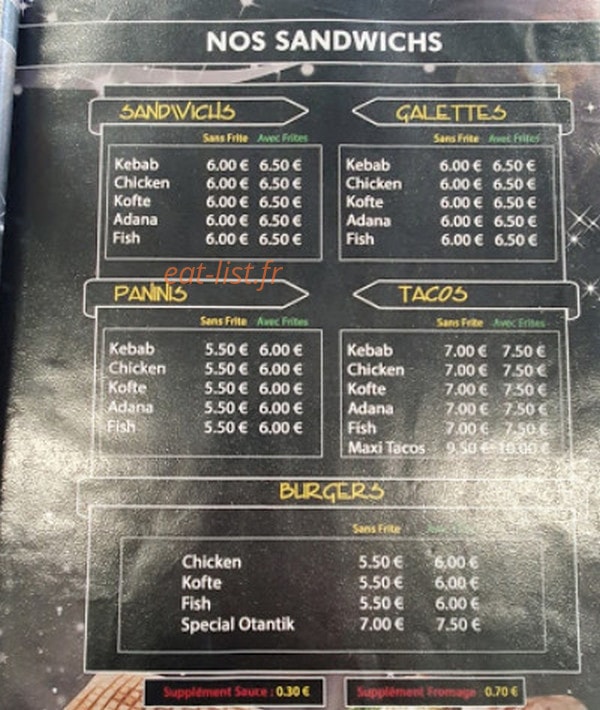 Otantik Restaurant — carte page 7