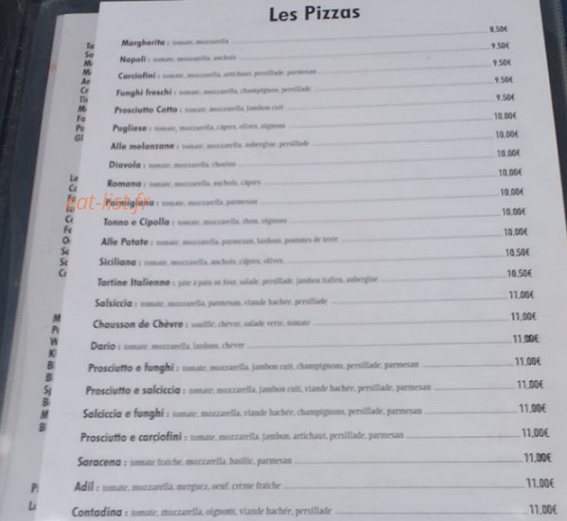 Pizzeria italia — carte page 1