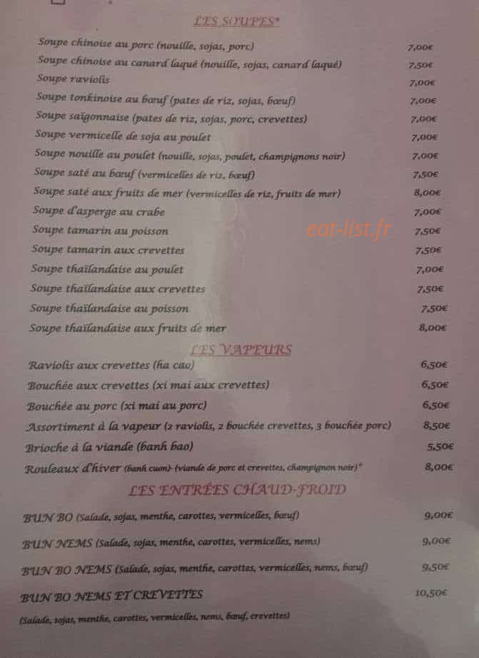 Restaurant Kim loan — carte page 3