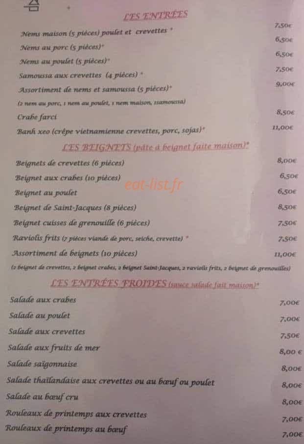 Restaurant Kim loan — carte page 1