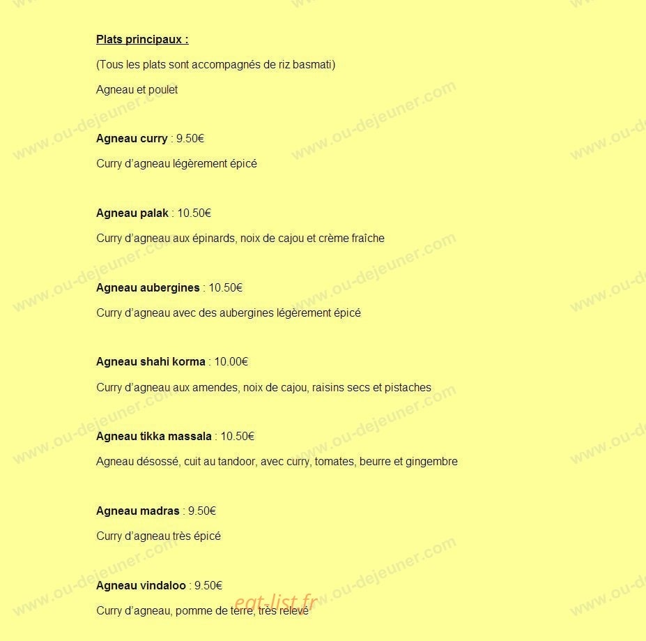 Restaurant le Gandhi — carte page 6