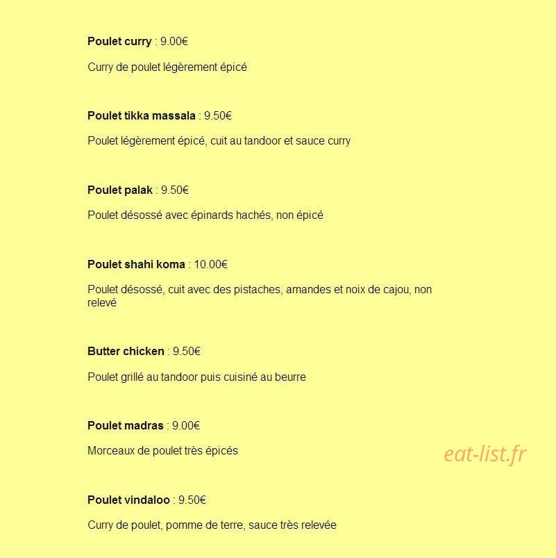 Restaurant le Gandhi — carte page 7