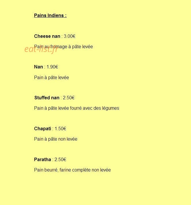 Restaurant le Gandhi — carte page 4