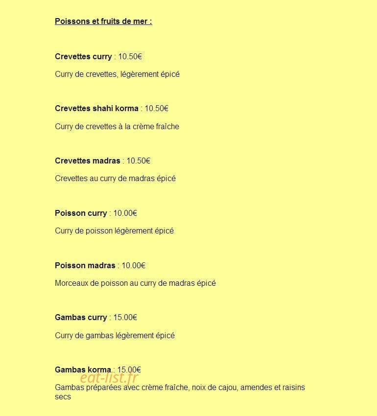 Restaurant le Gandhi — carte page 5