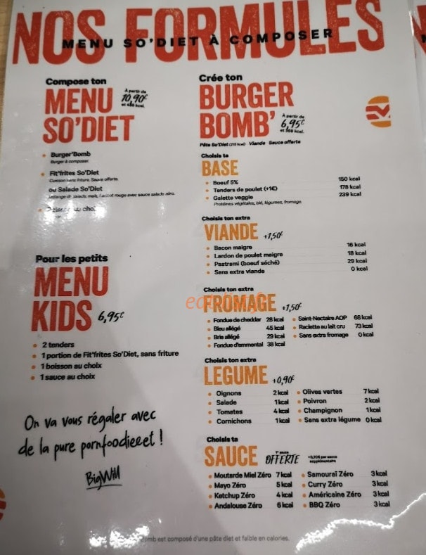 So Diet Burger — carte page 1