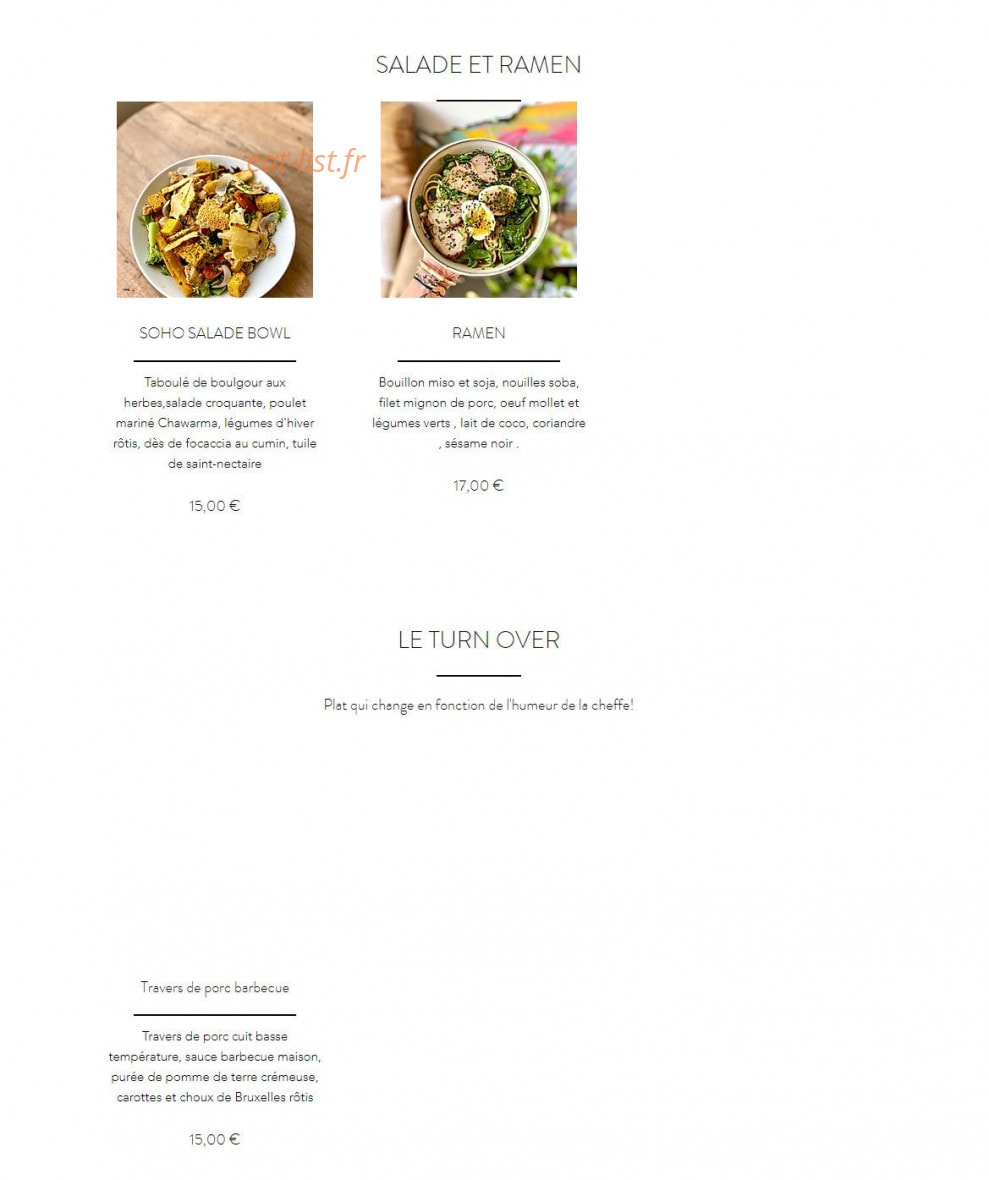 Soho Corner — carte page 4