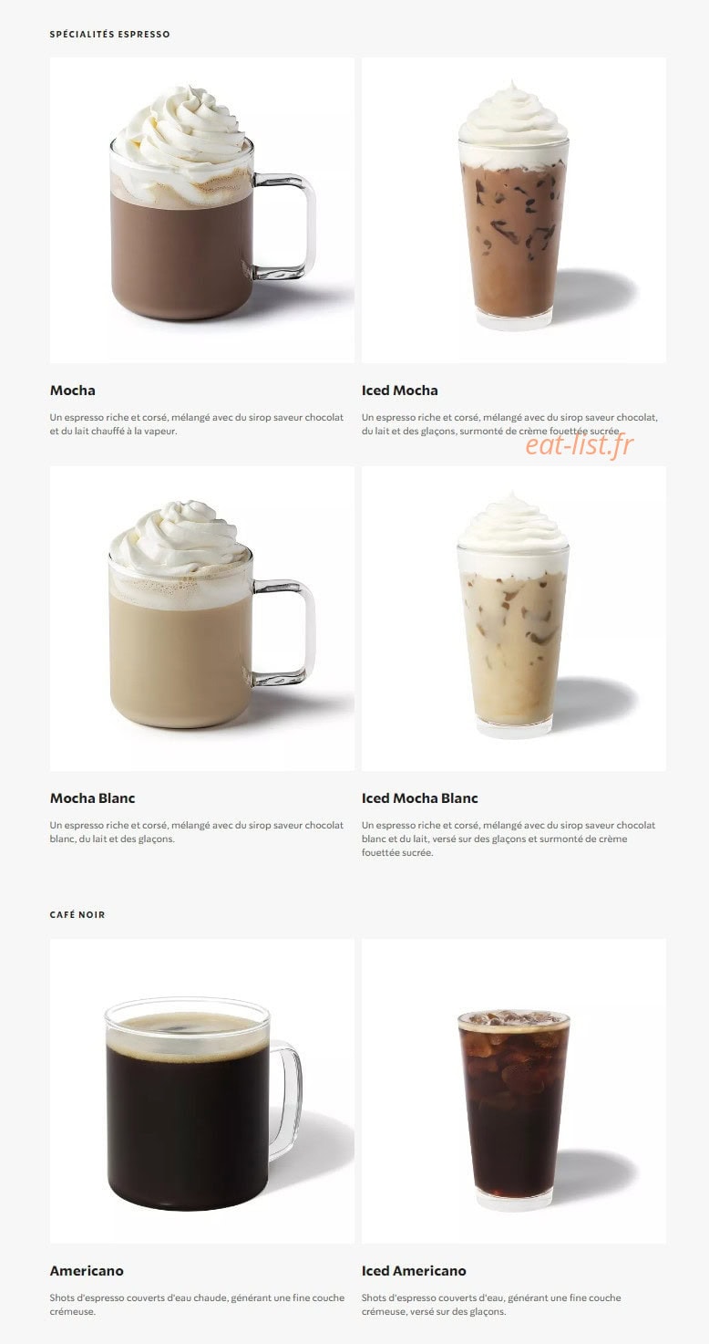 Starbucks Coffee — carte page 3