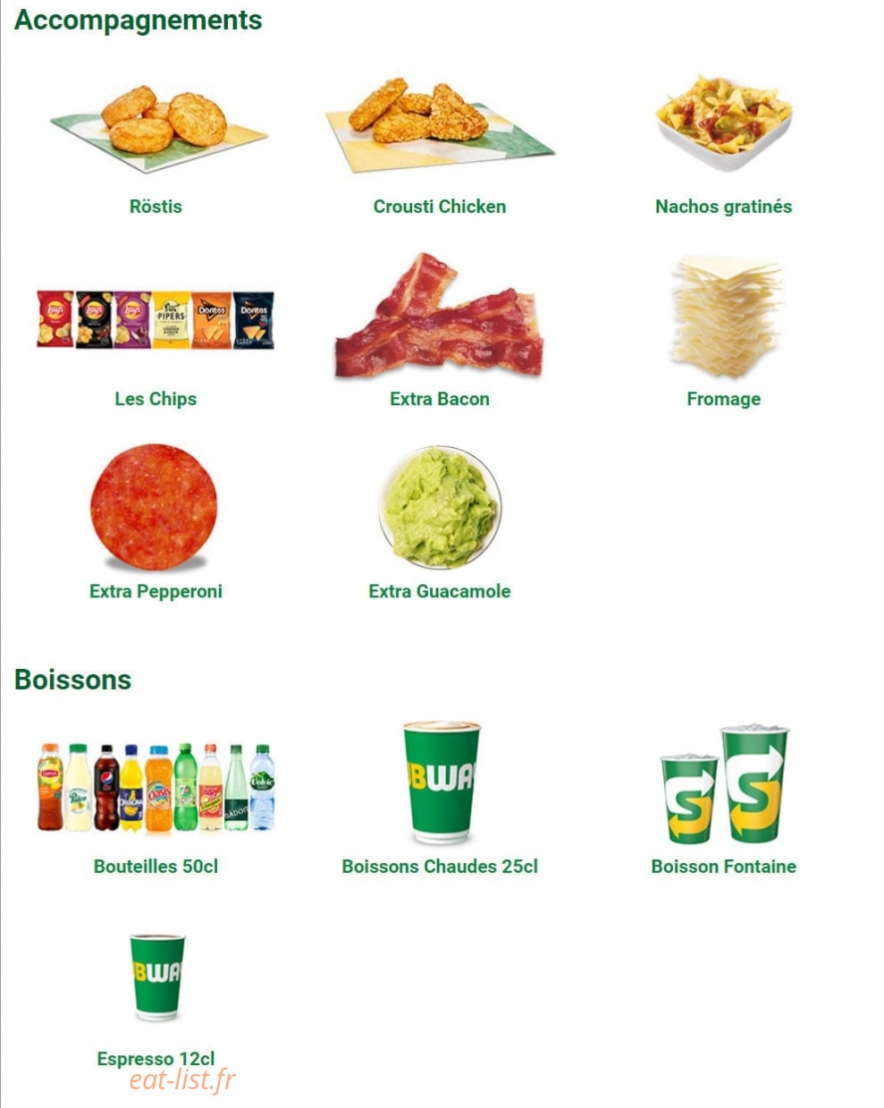 Subway — carte page 6