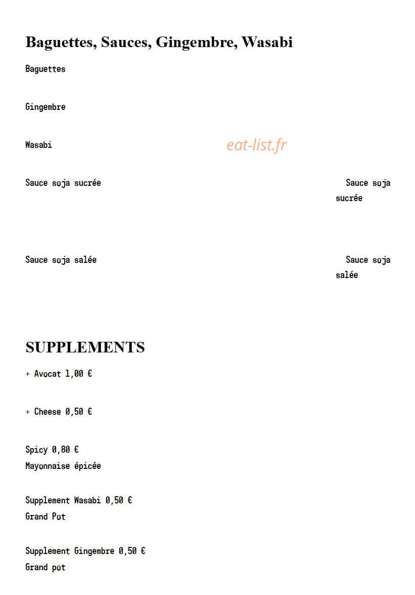 Sushi Spot — carte page 1