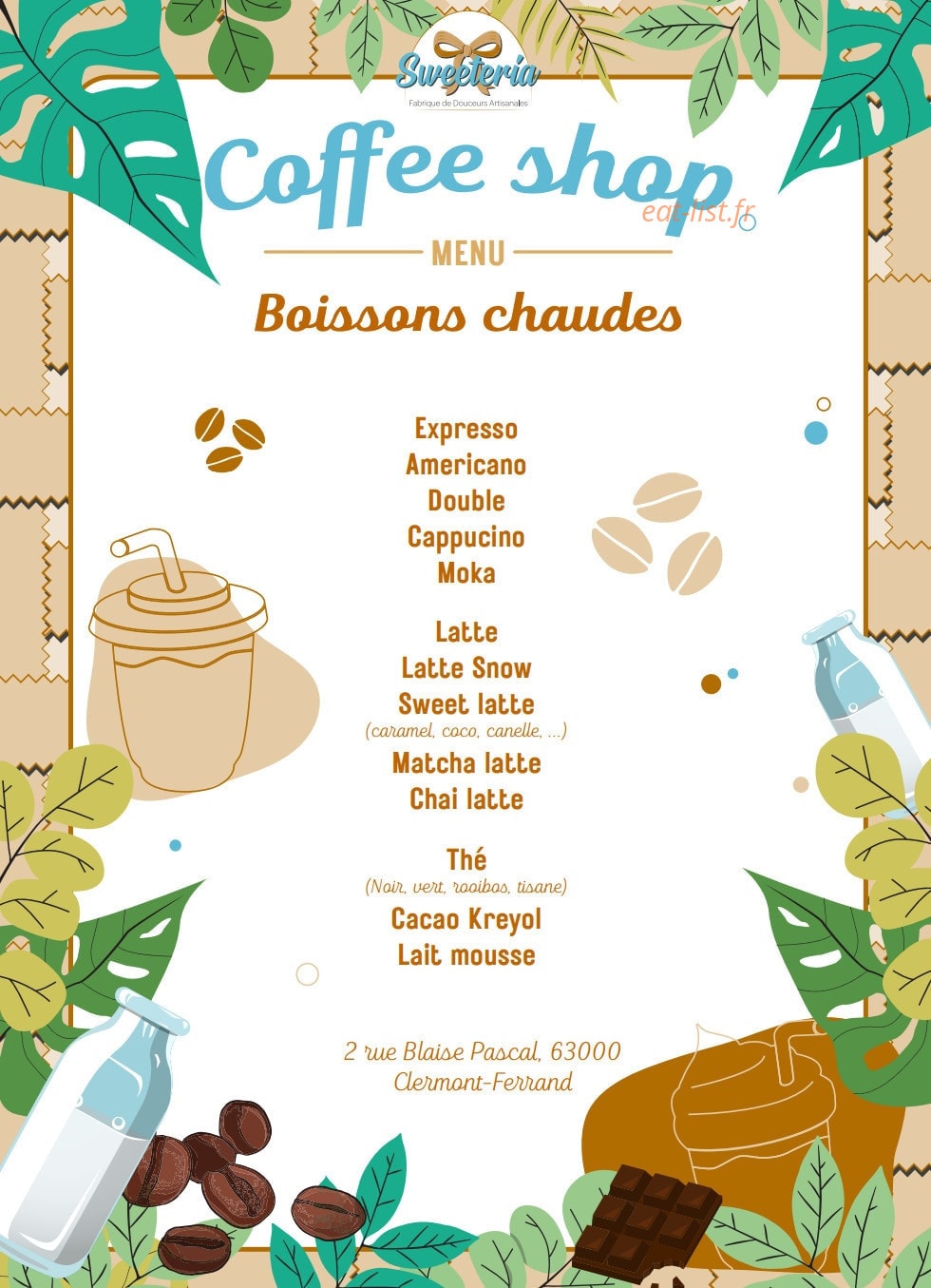 Sweeteria — carte page 1