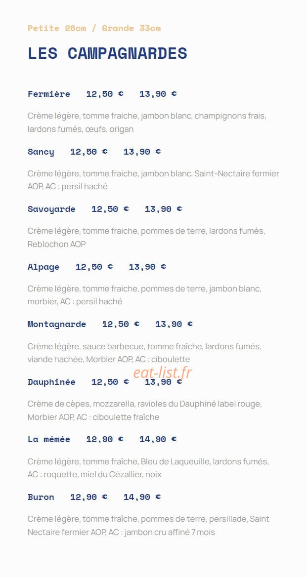 Trois Quatorze Pizza — carte page 3