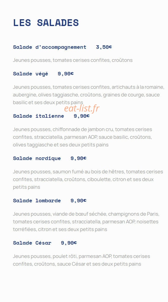 Trois Quatorze Pizza — carte page 6