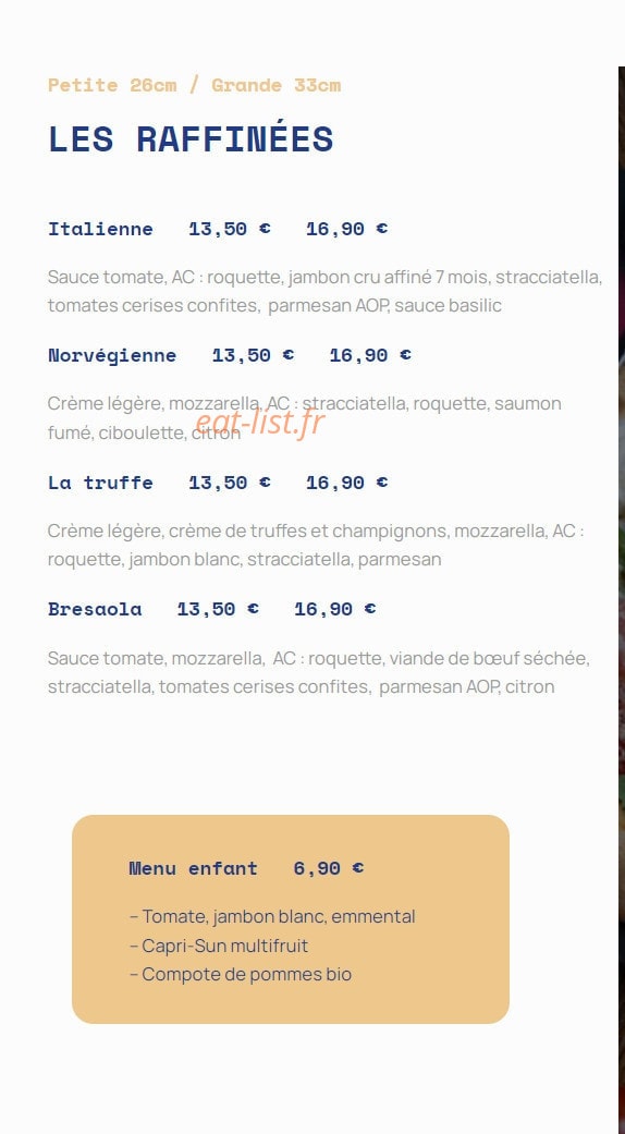 Trois Quatorze Pizza — carte page 4