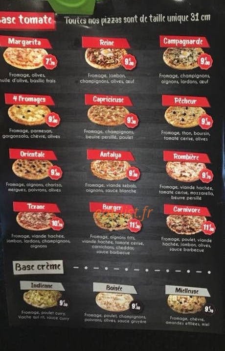 Una Pizza — carte page 1
