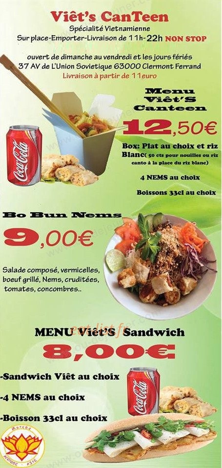 Viet's Canteen — carte page 2