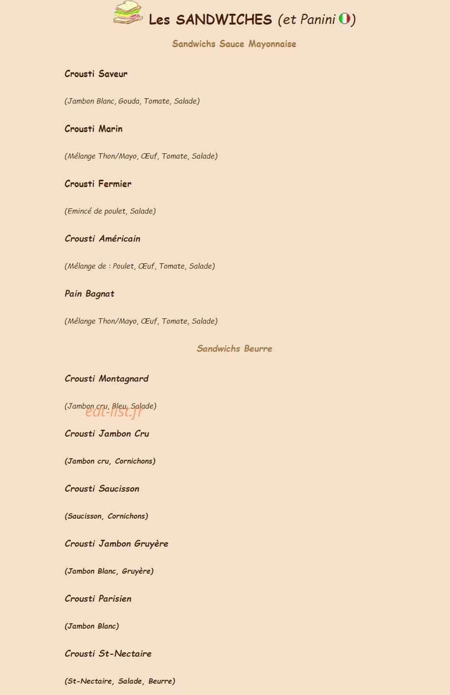 Crousti Pain — carte page 4