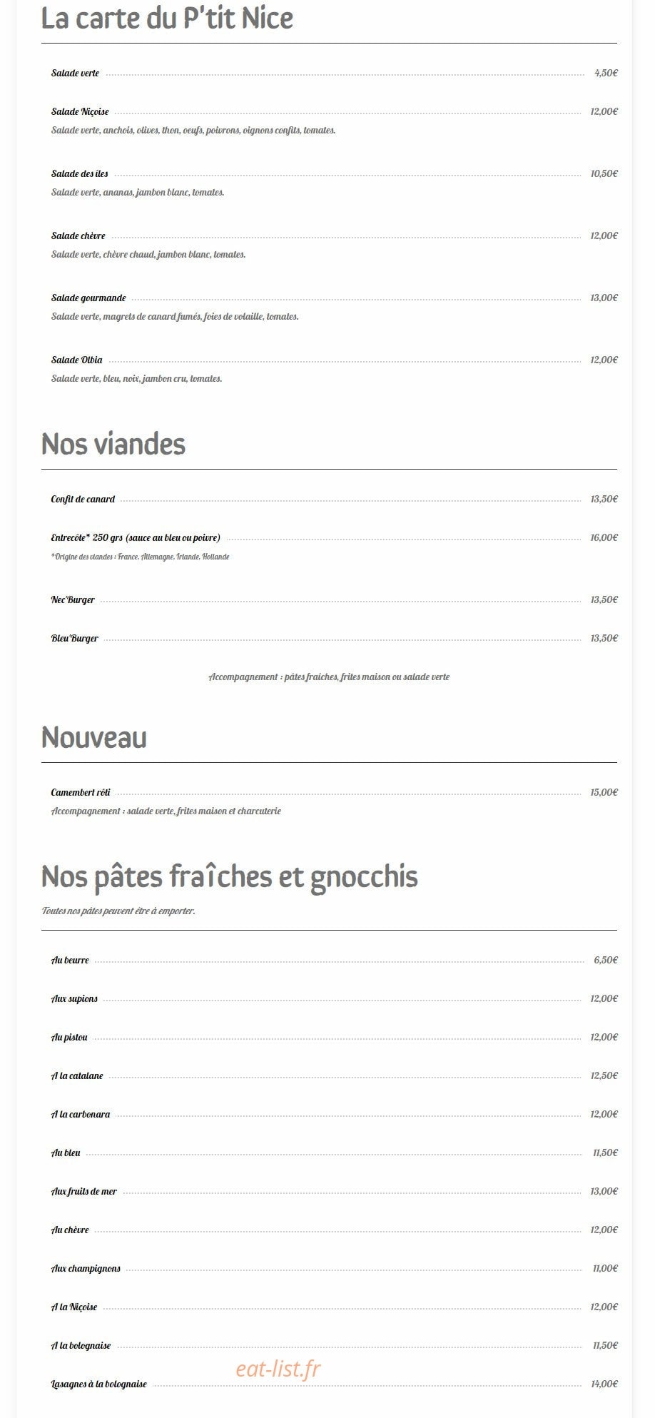 Le p'tit Nice — carte page 2