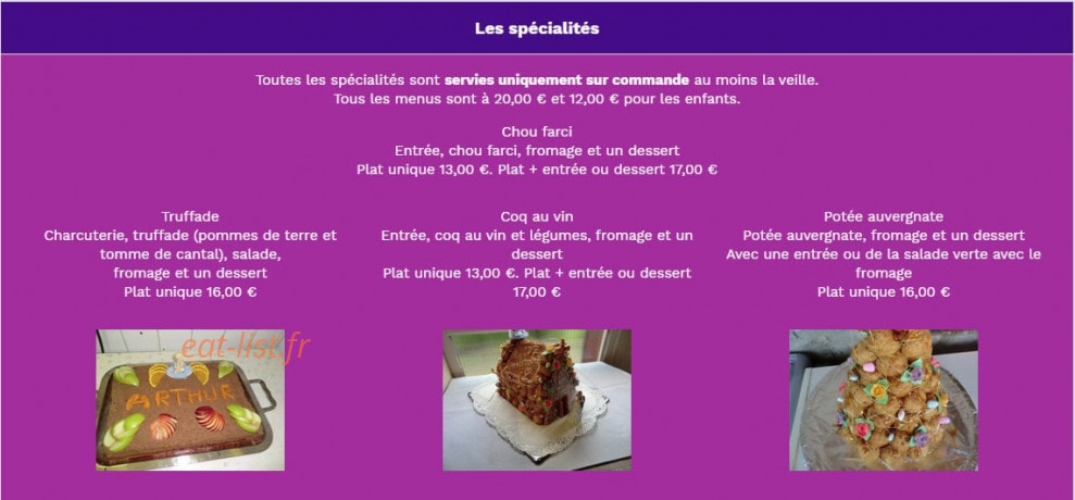 Auberge Du Taraffet — carte page 5