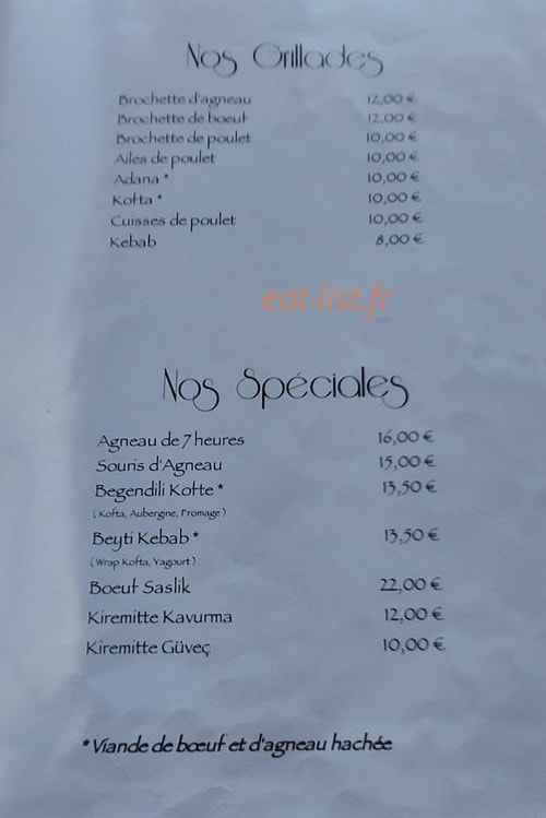 Loukum steak house — carte page 1