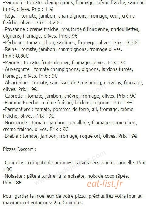 Marinella Pizza — carte page 2