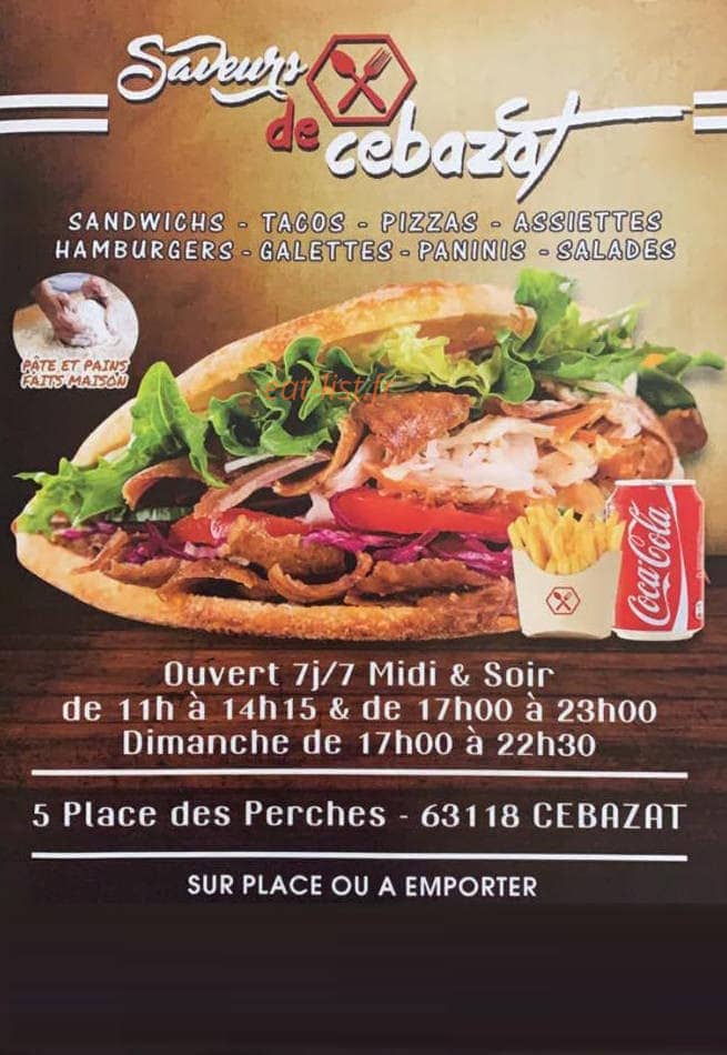 Saveurs de Cébazat — carte page 1