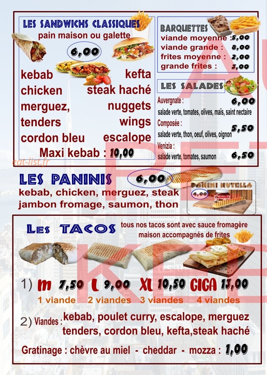 Au Petit Kebab — carte page 2
