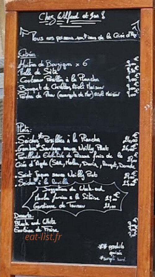 Chez Wilfrid et Isa — carte page 1