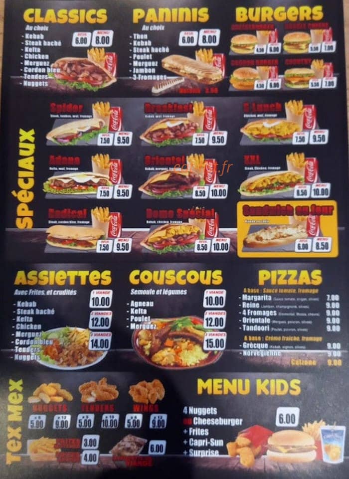 Dôme food — carte page 1