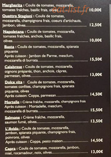 Pizza et basta — carte page 2