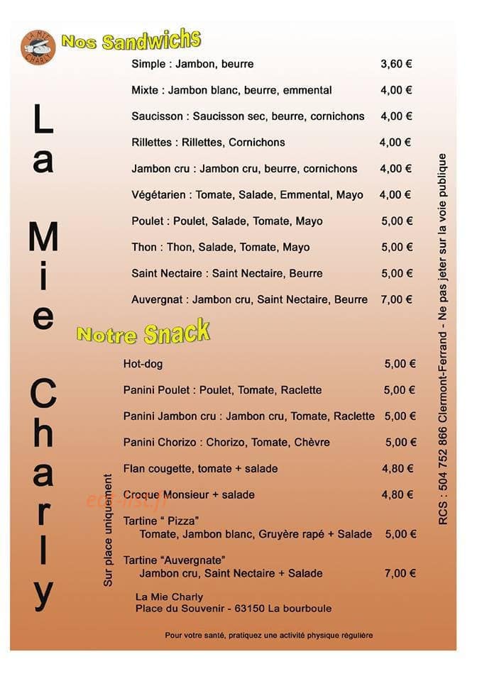 La Mie Charly — carte page 2