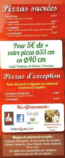 Le Chalet — carte page 1