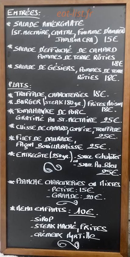 Le Relais de la Toinette — carte page 1