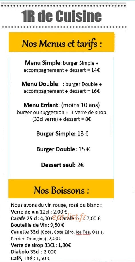 1R de Cuisine — carte page 1