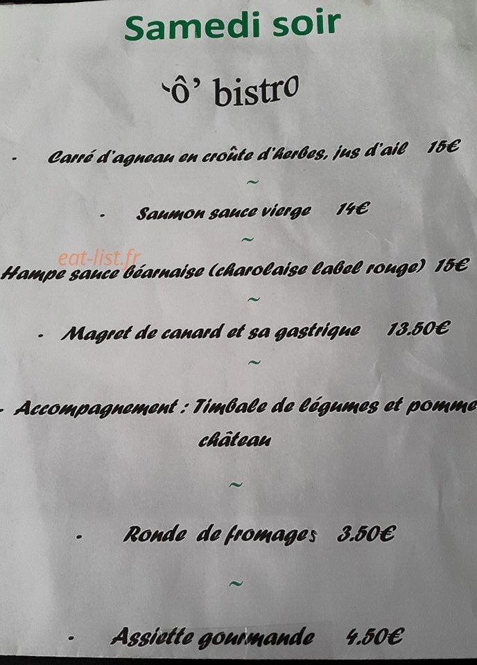 O bistro — carte page 1