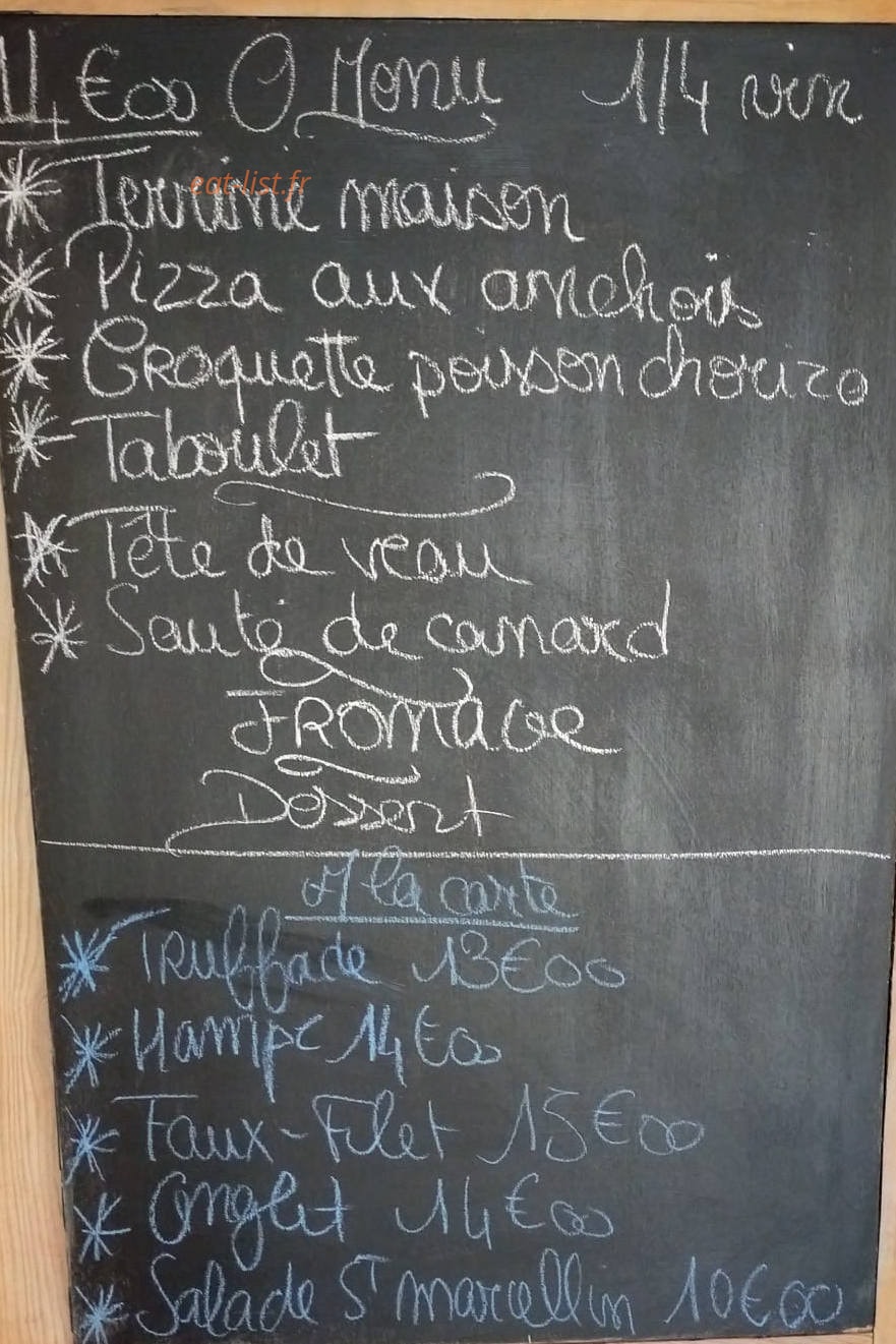 Ô Bistro — carte page 1