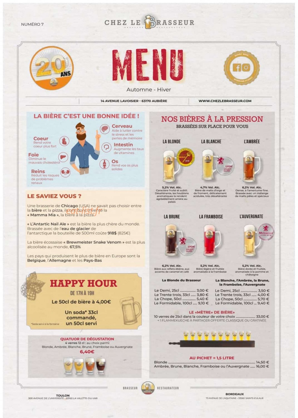 Chez le Brasseur — carte page 1