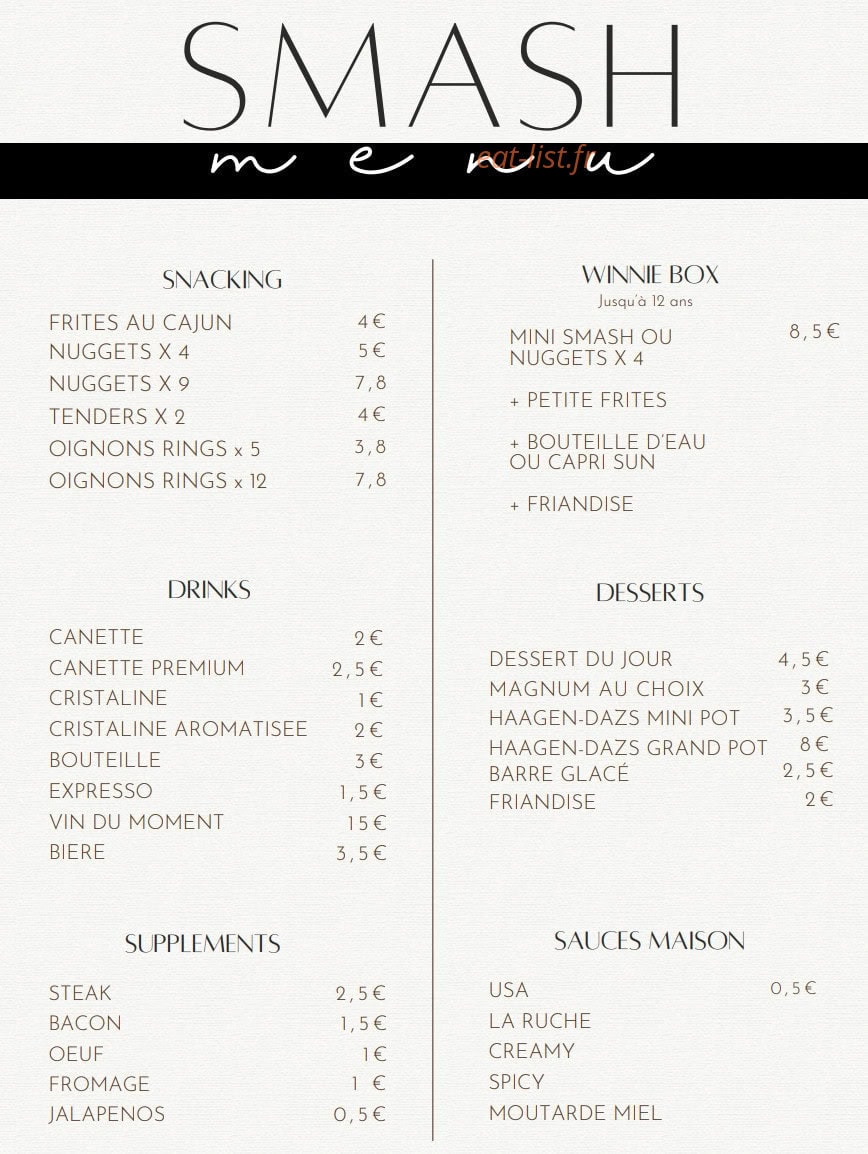 La ruche smash burger — carte page 2
