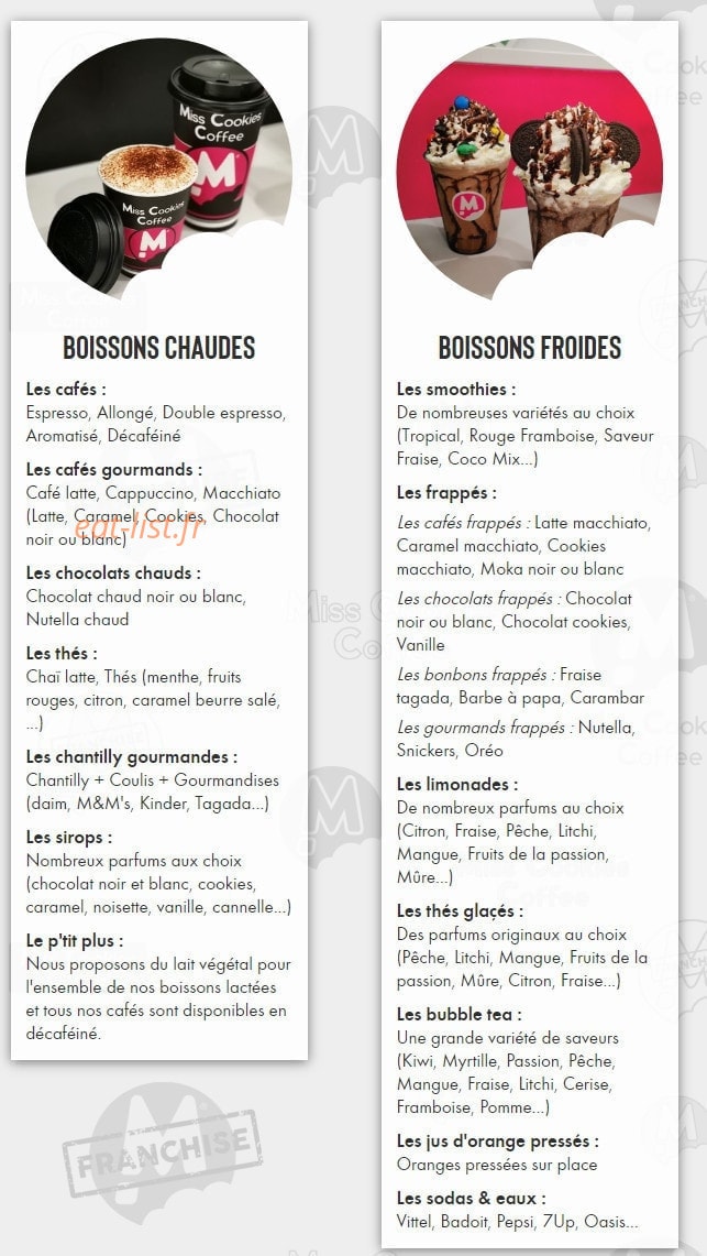 Miss Cookies Coffee — carte page 4