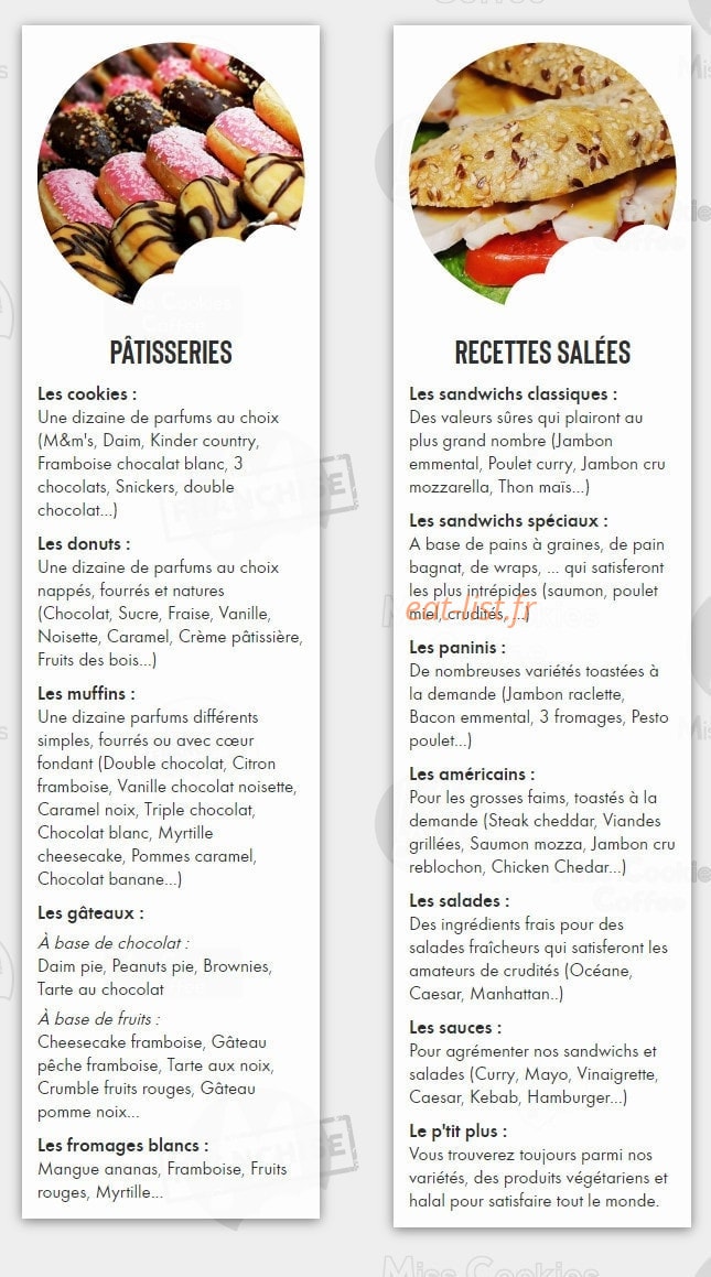 Miss Cookies Coffee — carte page 3