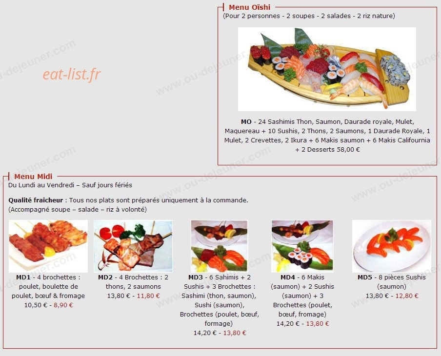 Oishi — carte page 14